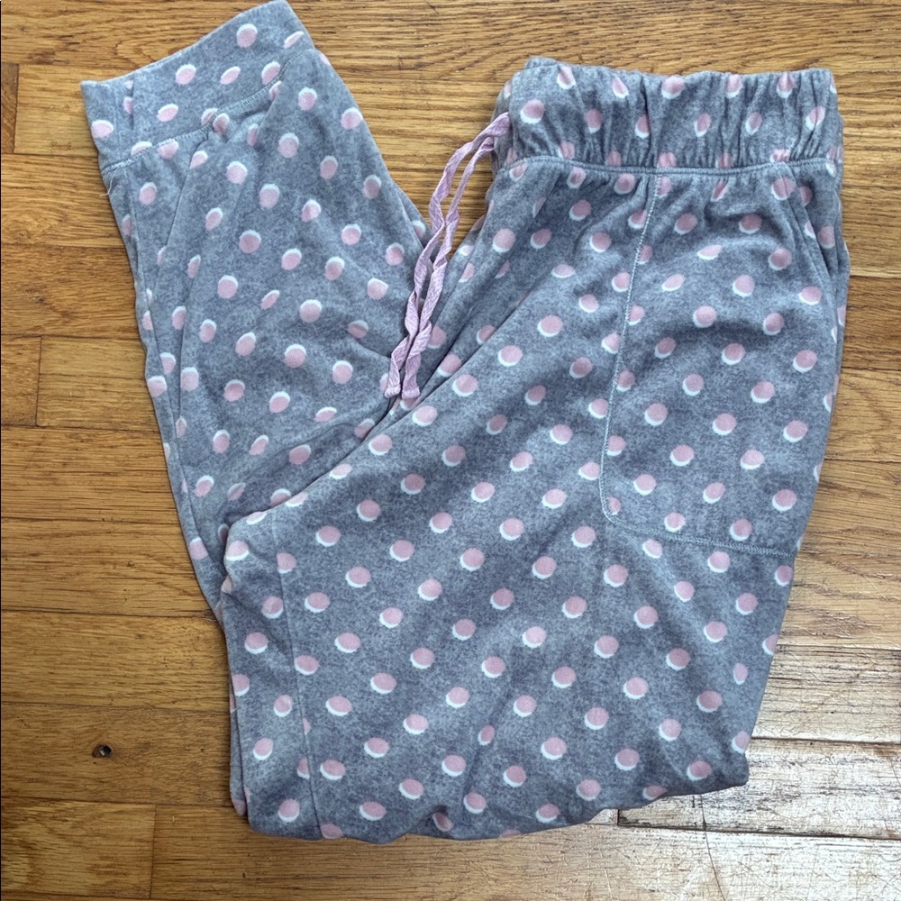 Cuddl Duds Gray & Pink Cozy Polka Dot Pajama Pants